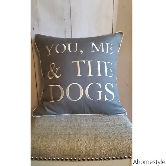 💕Decorative You, Me & The Dogs Light Grey Throw Pillow - Picture 4 of 6